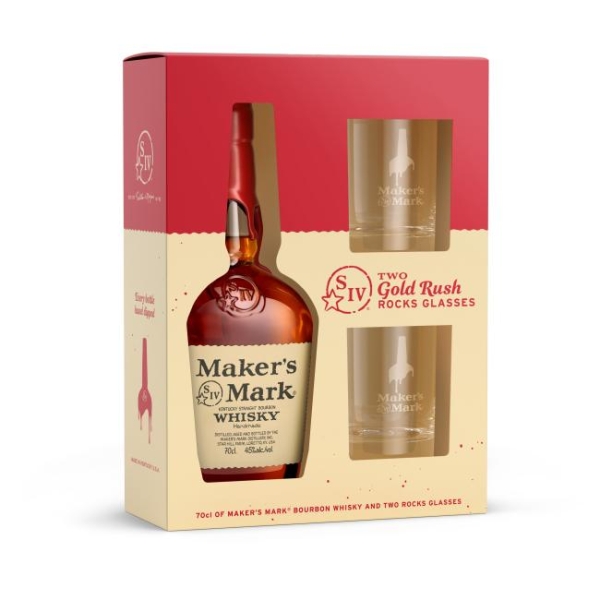 Makers Mark 45% 70cl + 2 glāzes